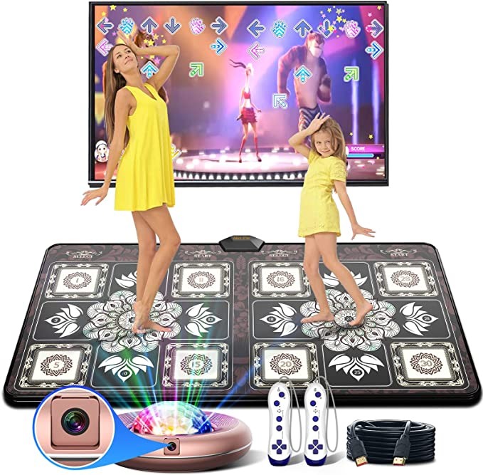 TV Dance Mat Dance Game, Wireless Handle Dance Mat, Music Electronic Dance Mat with HD Camera, HDMI Dual User Dance Mat Non-Slip Yoga Dance Mat Dance Mat for Kids and Adults, Gifts for Boys and Girls
